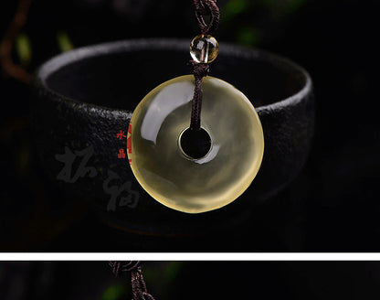 ZenHima Natural Yellow Crystal Peace Buckle Necklace – Unisex Pendant - ZENHIMA