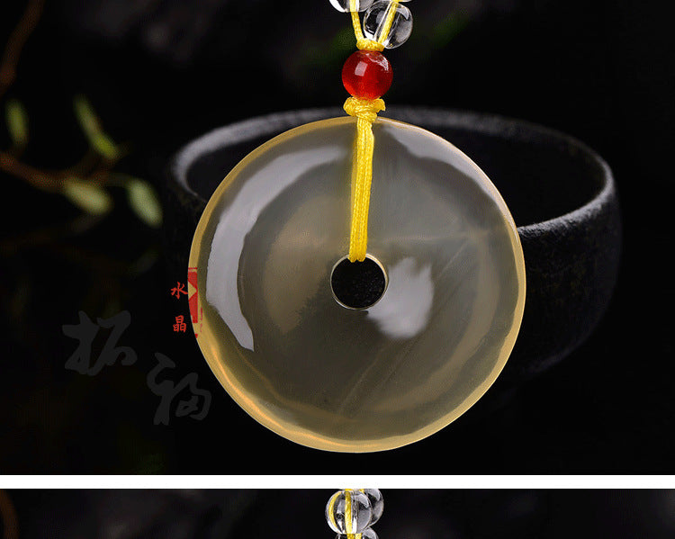 ZenHima Natural Yellow Crystal Peace Buckle Necklace – Unisex Pendant - ZENHIMA