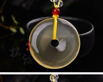 ZenHima Natural Yellow Crystal Peace Buckle Necklace – Unisex Pendant - ZENHIMA