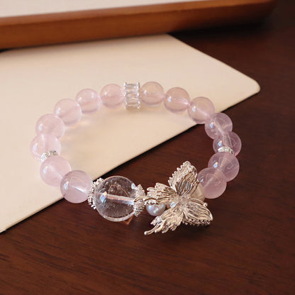 11MM Amethyst Yellow Tower Crystal Pink Crystal Natural Bracelet