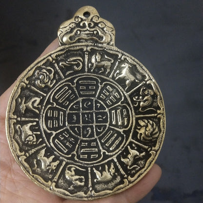Large Tibetan Nine-Palace Bagua Zodiac Buddha Talisman – Spiritual Decorative Hanging Ornament
