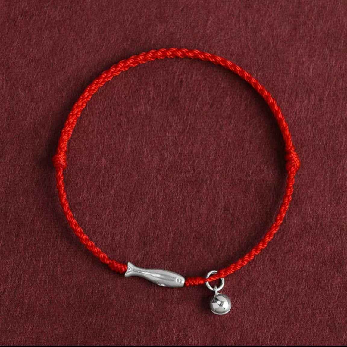 999 Fine Silver Lucky Koi Red String Bracelet & Anklet