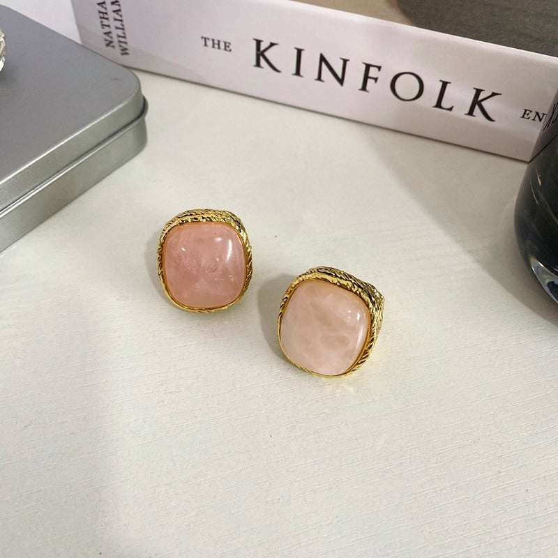 Turquoise and Pink Stone Vintage-Style Gem Ring - ZENHIMA