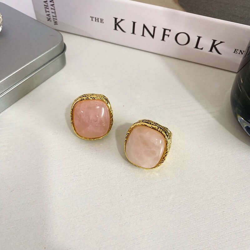 Turquoise and Pink Stone Vintage-Style Gem Ring - ZENHIMA