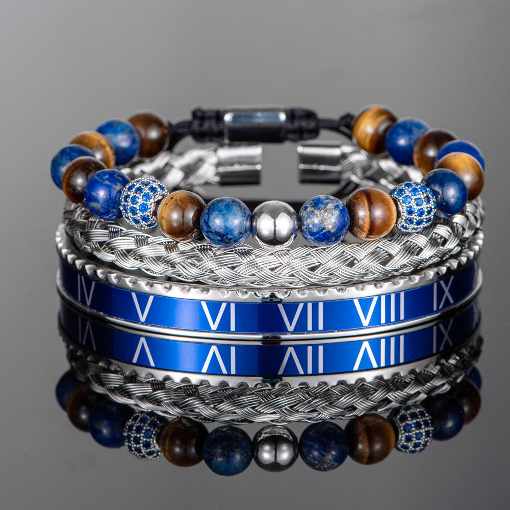 Bracciale con numeri romani e Lapislazzuli naturali a torsione