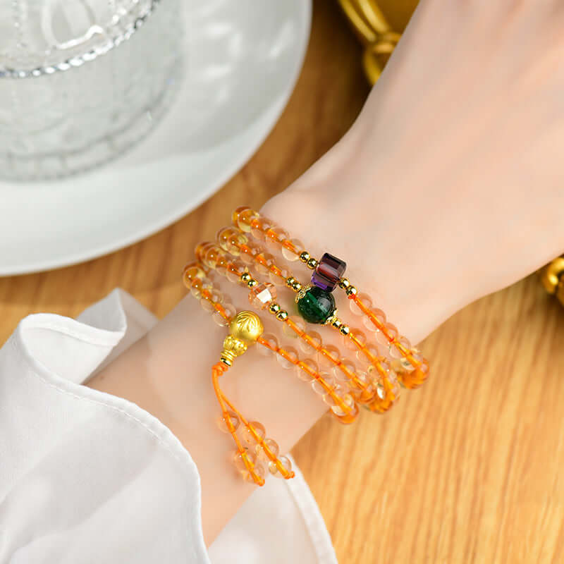 ZenHima Yellow Crystal 108 Bead Mala Necklace & Bracelet for Men & Women - ZENHIMA