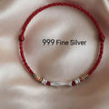 Tibetan Inspired 999 Fine Silver Lucky Bead Red String Bracelet