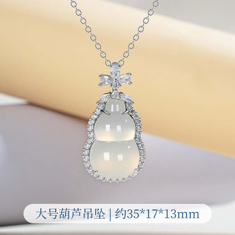 ZenHima Silver Inlaid Agate Fortune Pendant Necklace for Women - ZENHIMA