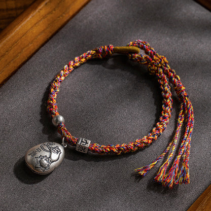 Tibetan 925 Silver Five-Color Red String Bracelet – Snake Zodiac