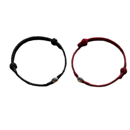 999 Fine Silver Fortune Bead Handwoven Red String Bracelet