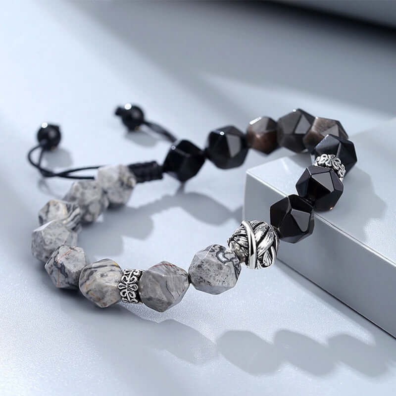 ZenHima 925 Silver & Black Obsidian Meditation Mala Bracelet – Spiritual Unisex Jewelry - ZENHIMA