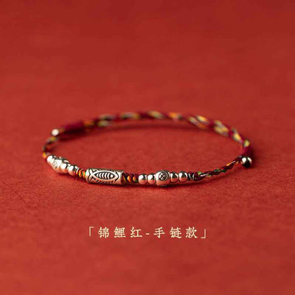 ZenHima Lucky Koi Fish 925 Sterling Silver Red String Bracelet & Anklet