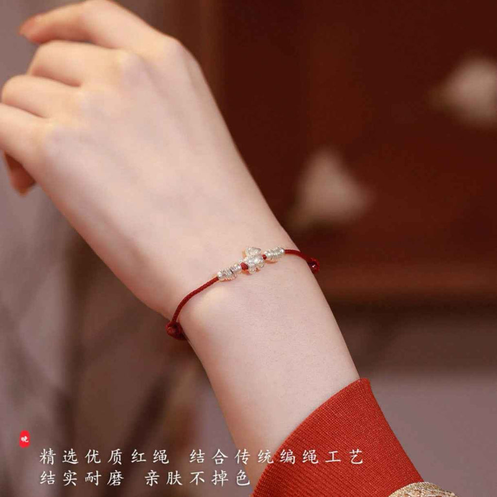 2026 Year of the Horse 999 Fine Silver Lucky Red String Bracelet