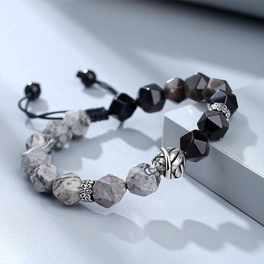 ZenHima 925 Silver & Black Obsidian Meditation Mala Bracelet – Spiritual Unisex Jewelry - ZENHIMA