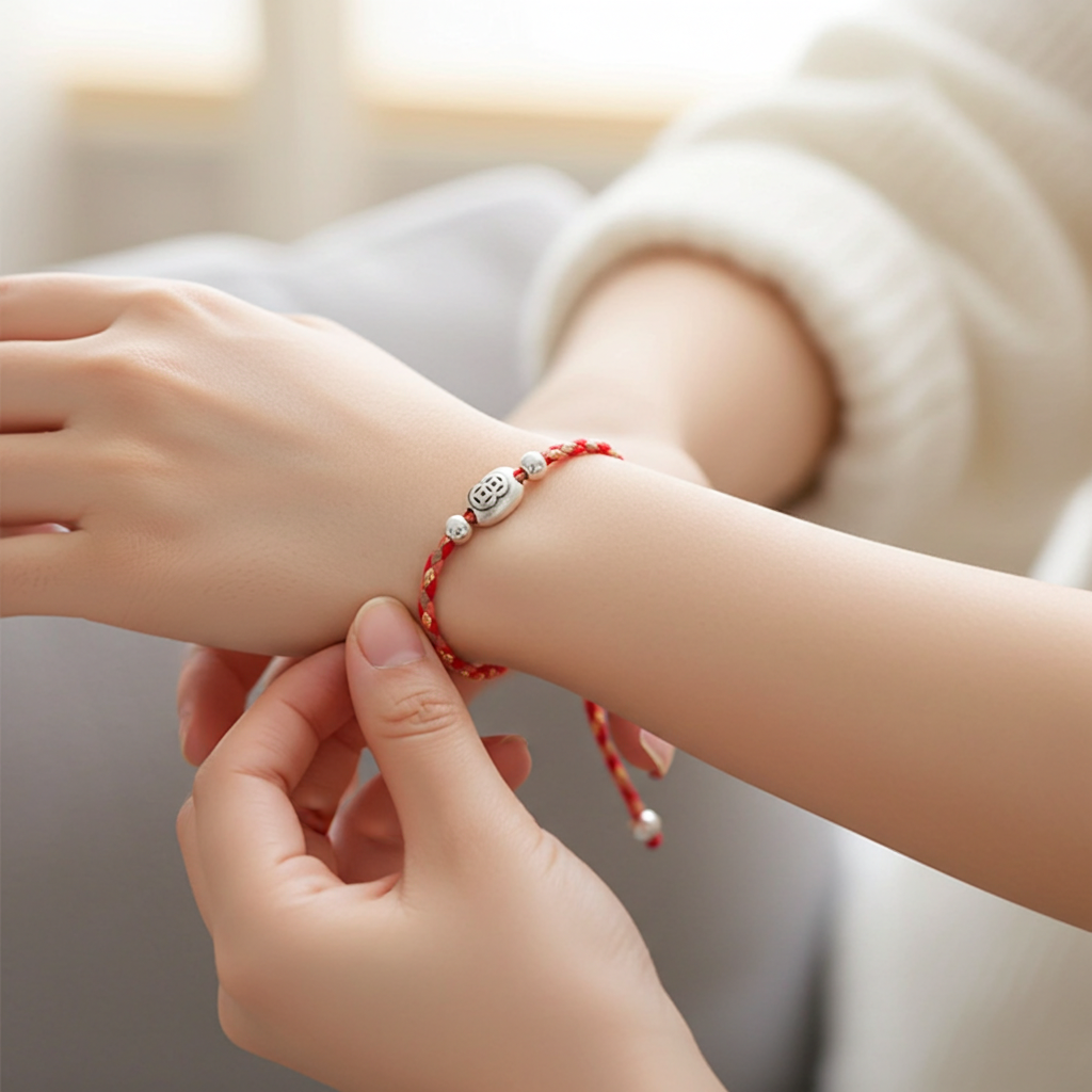 925 Silver Yuanbao, Heartfelt Persimmon, Little Persimmon, Lion Dance and Chinese Style Red String Bracelet